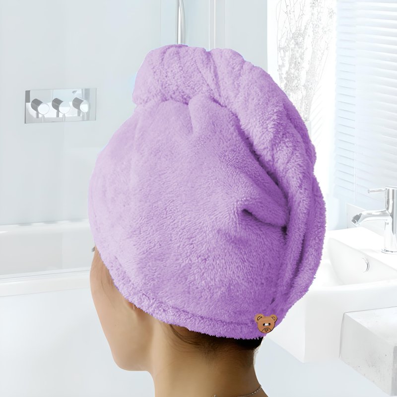 M000   RĘCZNIK NA GŁOWĘ DO WŁOSÓW TURBAN SZYBKOSCHNĄCY XL -O528-1 Fiolet