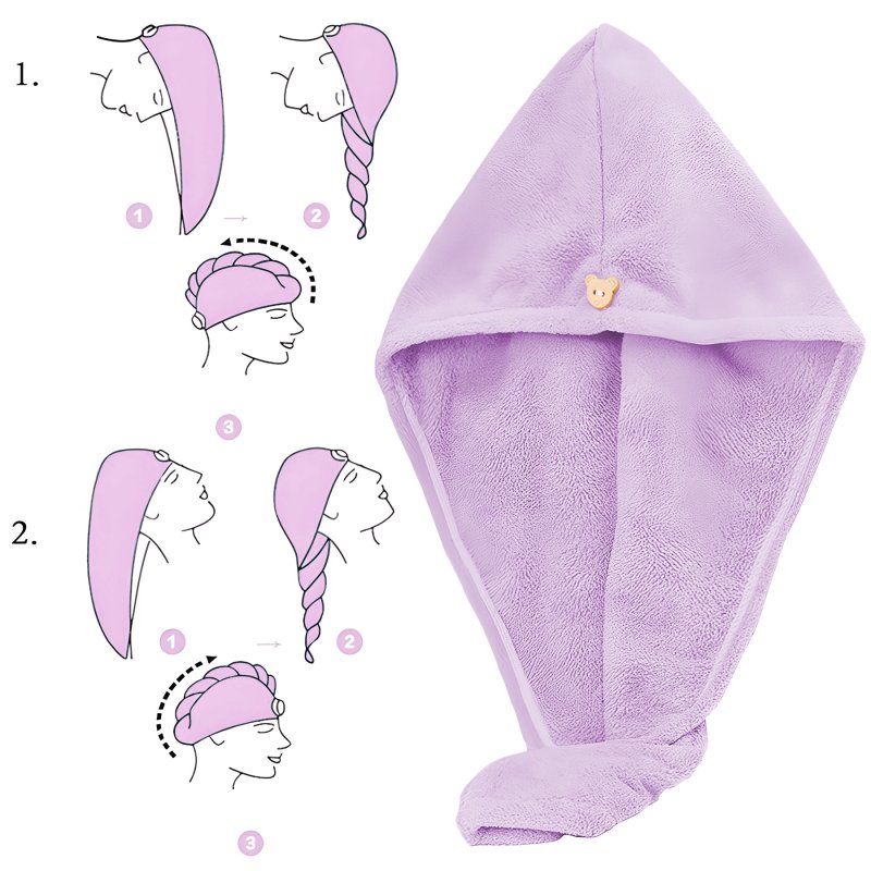 M000   RĘCZNIK NA GŁOWĘ DO WŁOSÓW TURBAN SZYBKOSCHNĄCY XL -O528-1 Fiolet