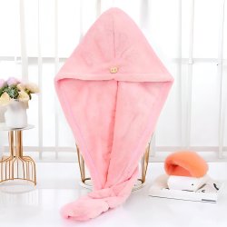 M000   RĘCZNIK NA GŁOWĘ DO WŁOSÓW TURBAN SZYBKOSCHNĄCY XL -O528-2 Różowy
