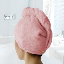 M000   RĘCZNIK NA GŁOWĘ DO WŁOSÓW TURBAN SZYBKOSCHNĄCY XL -O528-2 Różowy