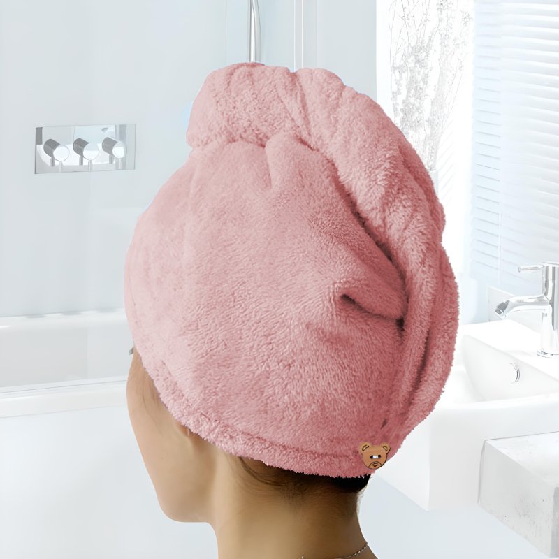 M000   RĘCZNIK NA GŁOWĘ DO WŁOSÓW TURBAN SZYBKOSCHNĄCY XL -O528-2 Różowy