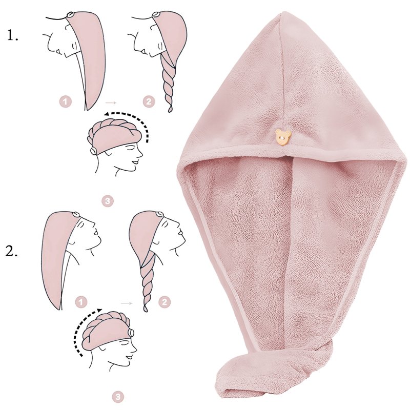 M000   RĘCZNIK NA GŁOWĘ DO WŁOSÓW TURBAN SZYBKOSCHNĄCY XL -O528-2 Różowy