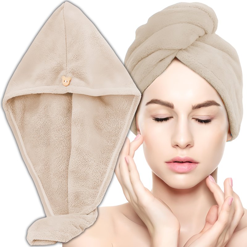 M000   RĘCZNIK NA GŁOWĘ DO WŁOSÓW TURBAN SZYBKOSCHNĄCY XL -O528-3 Brązowy