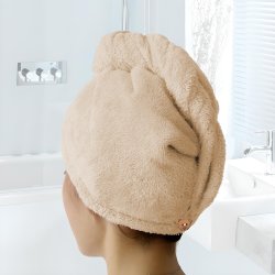 M000   RĘCZNIK NA GŁOWĘ DO WŁOSÓW TURBAN SZYBKOSCHNĄCY XL -O528-3 Brązowy