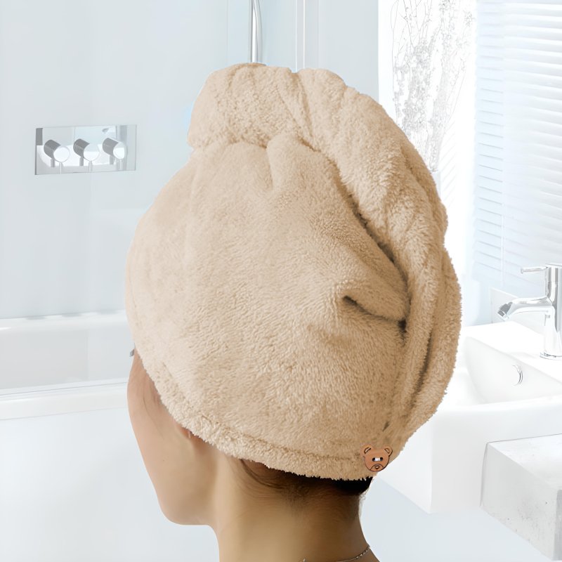 M000   RĘCZNIK NA GŁOWĘ DO WŁOSÓW TURBAN SZYBKOSCHNĄCY XL -O528-3 Brązowy