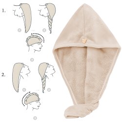 M000   RĘCZNIK NA GŁOWĘ DO WŁOSÓW TURBAN SZYBKOSCHNĄCY XL -O528-3 Brązowy