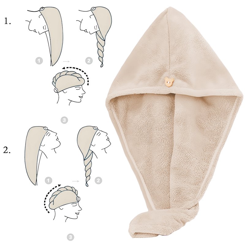 M000   RĘCZNIK NA GŁOWĘ DO WŁOSÓW TURBAN SZYBKOSCHNĄCY XL -O528-3 Brązowy