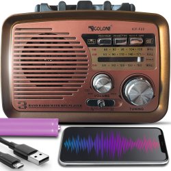 M027A (ALEJA1) RADIO KUCHENNE RETRO FM PRZENOŚNE BLUETOOTH USB SD  - E972-2 JASNY BRĄZ