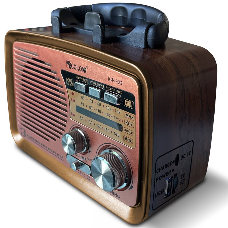 M027A (ALEJA1) RADIO KUCHENNE RETRO FM PRZENOŚNE BLUETOOTH USB SD  - E972-2 JASNY BRĄZ