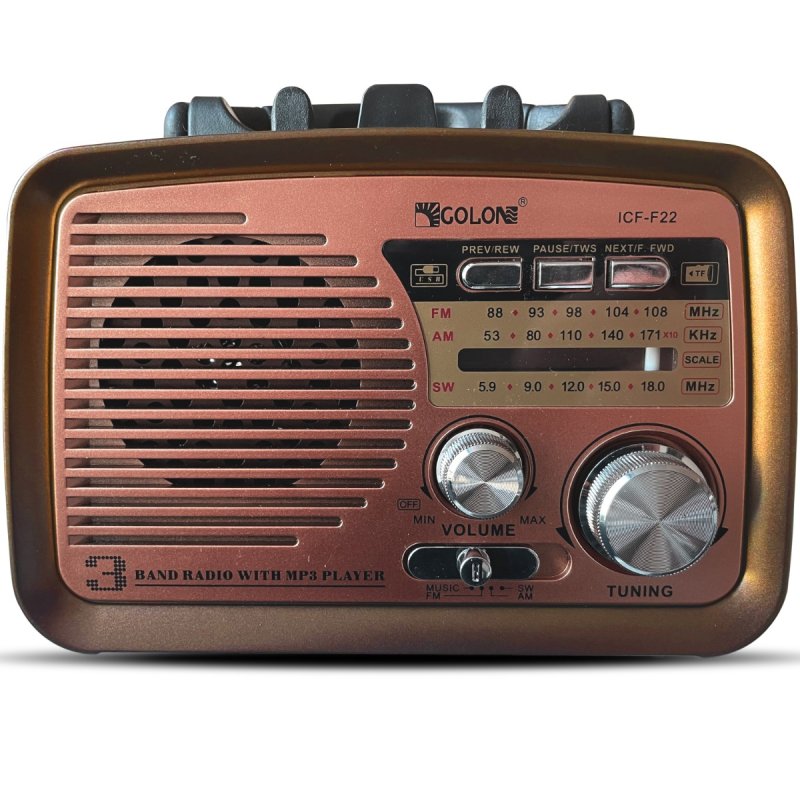 M027A (ALEJA1) RADIO KUCHENNE RETRO FM PRZENOŚNE BLUETOOTH USB SD  - E972-2 JASNY BRĄZ