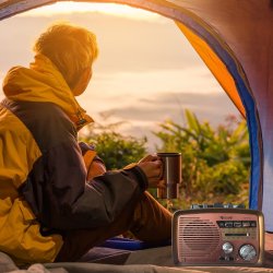 M027A (ALEJA1) RADIO KUCHENNE RETRO FM PRZENOŚNE BLUETOOTH USB SD  - E972-2 JASNY BRĄZ