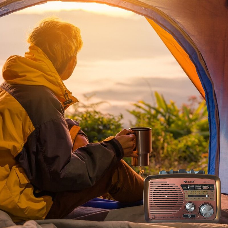 M027A (ALEJA1) RADIO KUCHENNE RETRO FM PRZENOŚNE BLUETOOTH USB SD  - E972-2 JASNY BRĄZ
