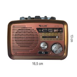 M027A (ALEJA1) RADIO KUCHENNE RETRO FM PRZENOŚNE BLUETOOTH USB SD  - E972-2 JASNY BRĄZ
