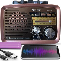 M073C (ALEJA3)  RADIO KUCHENNE RETRO FM PRZENOŚNE BLUETOOTH USB SD  - E972-3 CIEMNY BRĄZ
