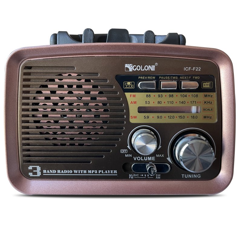 M073C (ALEJA3)  RADIO KUCHENNE RETRO FM PRZENOŚNE BLUETOOTH USB SD  - E972-3 CIEMNY BRĄZ