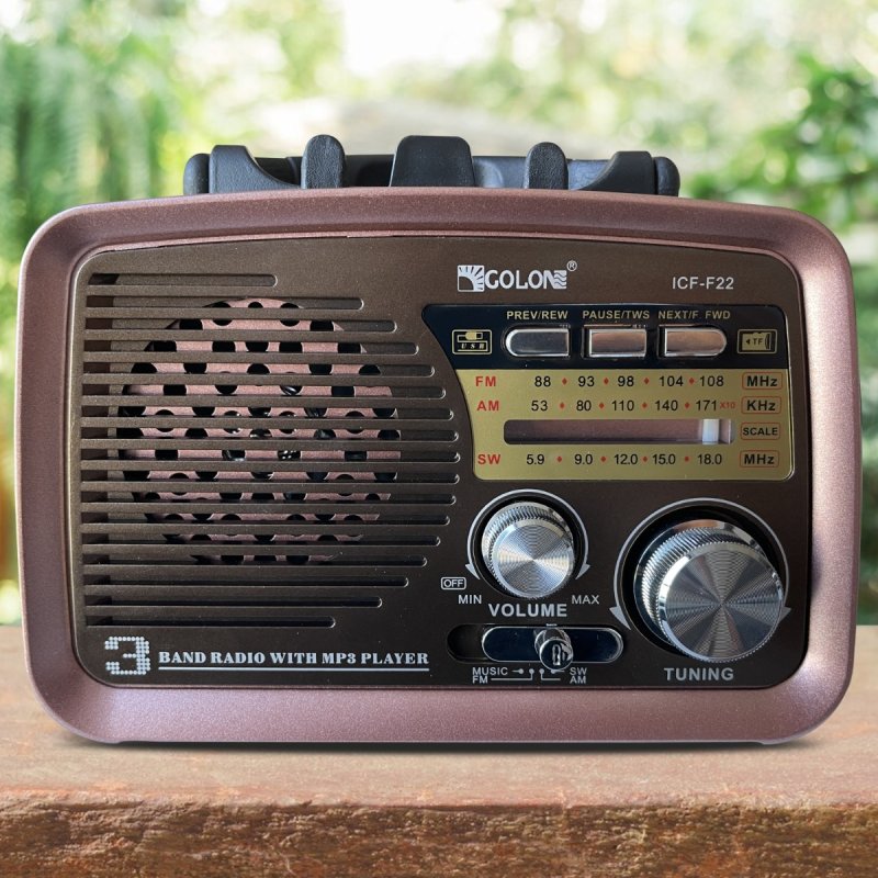 M073C (ALEJA3)  RADIO KUCHENNE RETRO FM PRZENOŚNE BLUETOOTH USB SD  - E972-3 CIEMNY BRĄZ
