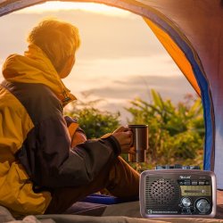 M073C (ALEJA3)  RADIO KUCHENNE RETRO FM PRZENOŚNE BLUETOOTH USB SD  - E972-3 CIEMNY BRĄZ