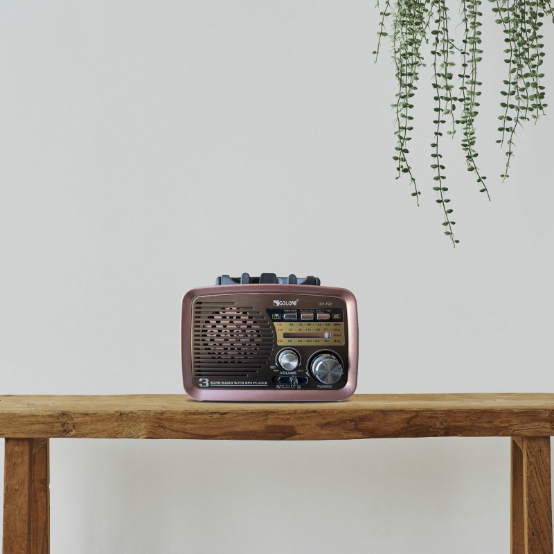 M073C (ALEJA3)  RADIO KUCHENNE RETRO FM PRZENOŚNE BLUETOOTH USB SD  - E972-3 CIEMNY BRĄZ