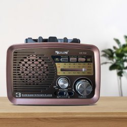 M073C (ALEJA3)  RADIO KUCHENNE RETRO FM PRZENOŚNE BLUETOOTH USB SD  - E972-3 CIEMNY BRĄZ