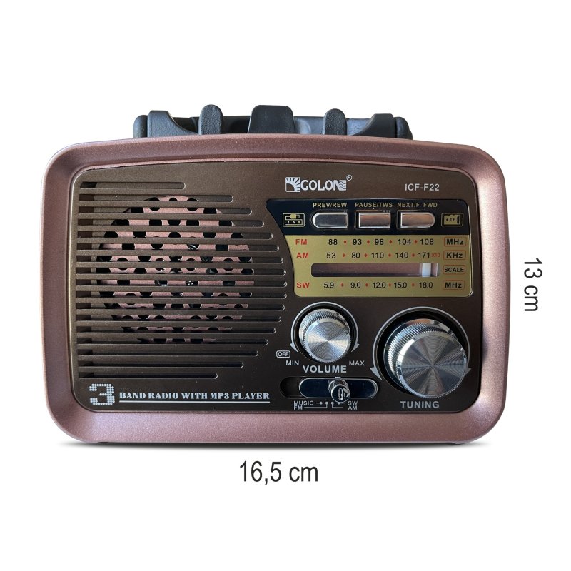 M073C (ALEJA3)  RADIO KUCHENNE RETRO FM PRZENOŚNE BLUETOOTH USB SD  - E972-3 CIEMNY BRĄZ
