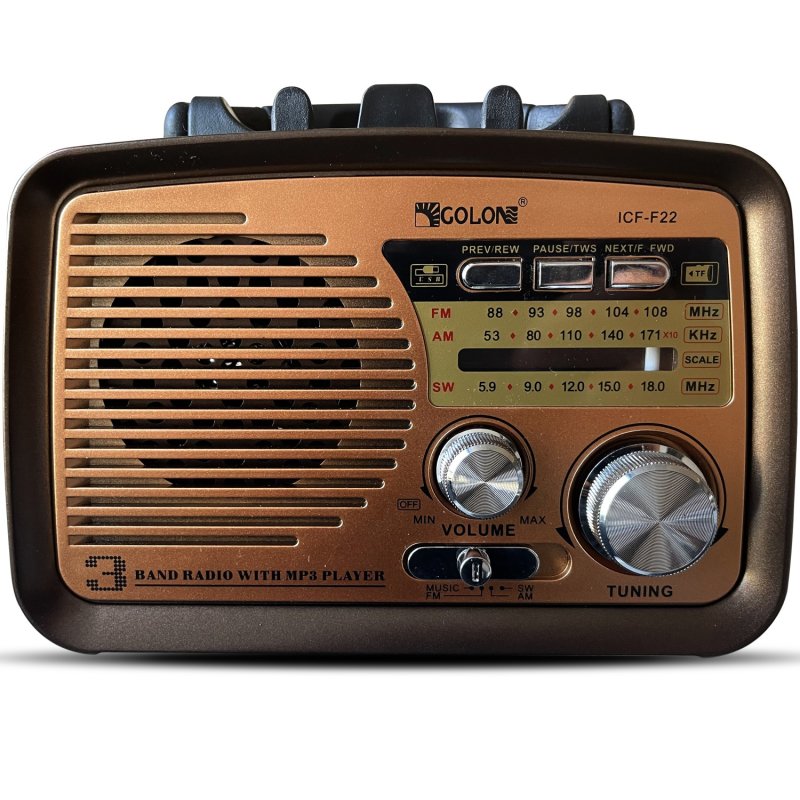 M054D (Aleja2) RADIO KUCHENNE RETRO FM PRZENOŚNE BLUETOOTH USB SD  - E972-4 ZŁOTY