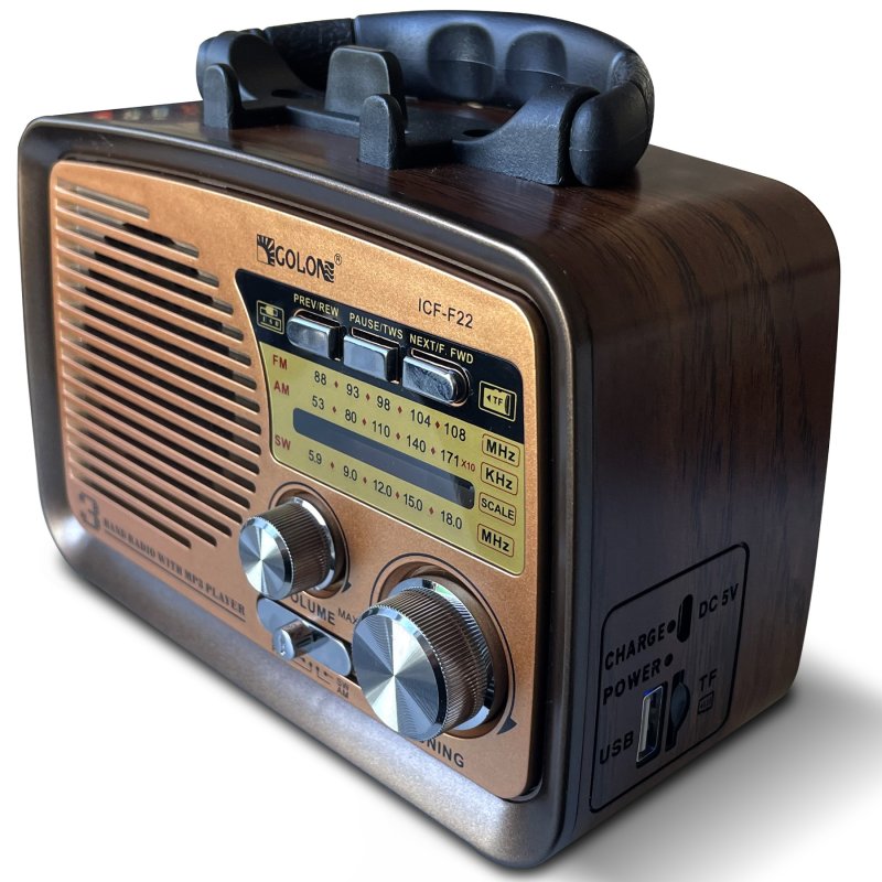 M054D (Aleja2) RADIO KUCHENNE RETRO FM PRZENOŚNE BLUETOOTH USB SD  - E972-4 ZŁOTY