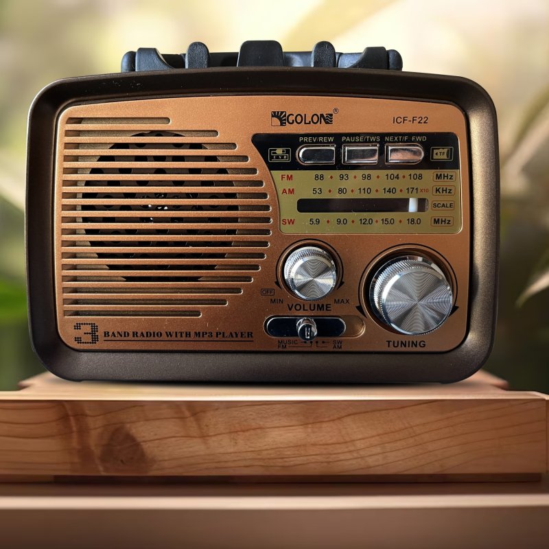 M054D (Aleja2) RADIO KUCHENNE RETRO FM PRZENOŚNE BLUETOOTH USB SD  - E972-4 ZŁOTY