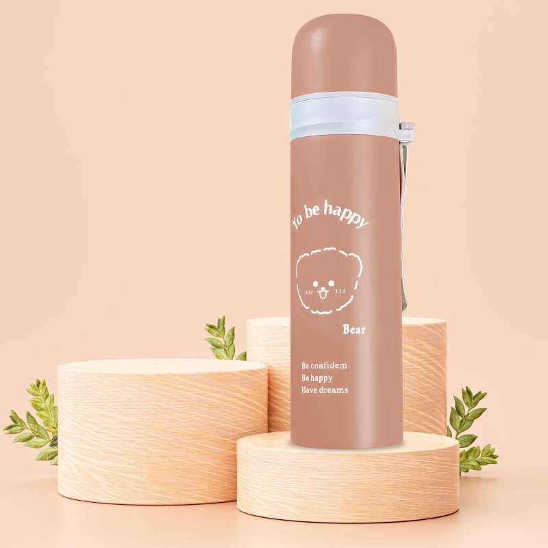 M054D (ALEJA2) TERMOS STALOWY PRÓŻNIOWY TERMICZNY KUBEK BIDON 500ML 0,5L NA KAWĘ XXL O976-1 BRĄZOWY
