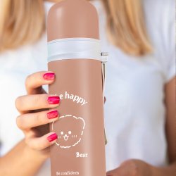 M054D (ALEJA2) TERMOS STALOWY PRÓŻNIOWY TERMICZNY KUBEK BIDON 500ML 0,5L NA KAWĘ XXL O976-1 BRĄZOWY