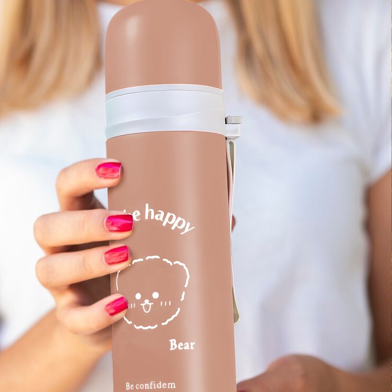 M054D (ALEJA2) TERMOS STALOWY PRÓŻNIOWY TERMICZNY KUBEK BIDON 500ML 0,5L NA KAWĘ XXL O976-1 BRĄZOWY