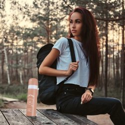 M054D (ALEJA2) TERMOS STALOWY PRÓŻNIOWY TERMICZNY KUBEK BIDON 500ML 0,5L NA KAWĘ XXL O976-1 BRĄZOWY