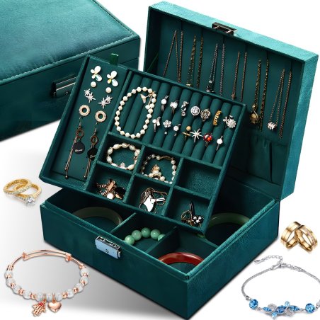 M015F (Aleja1) Z002D SZKATUŁKA NA BIŻUTERIĘ ZEGARKI ORGANIZER PUDEŁKO ELEGANCKI KUFEREK POJEMNY - U133-1