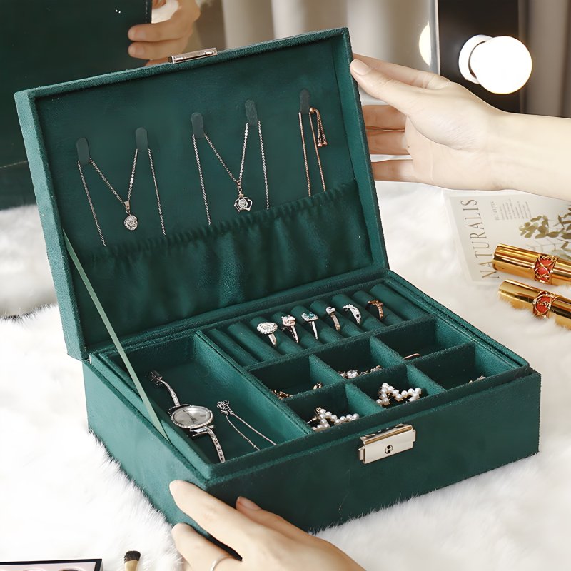 M015F (Aleja1) Z002D SZKATUŁKA NA BIŻUTERIĘ ZEGARKI ORGANIZER PUDEŁKO ELEGANCKI KUFEREK POJEMNY - U133-1