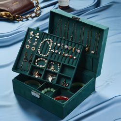 M015F (Aleja1) Z002D SZKATUŁKA NA BIŻUTERIĘ ZEGARKI ORGANIZER PUDEŁKO ELEGANCKI KUFEREK POJEMNY - U133-1