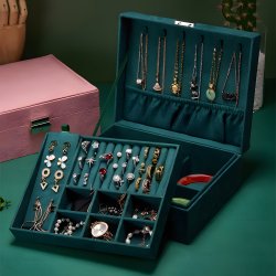 M015F (Aleja1) Z002D SZKATUŁKA NA BIŻUTERIĘ ZEGARKI ORGANIZER PUDEŁKO ELEGANCKI KUFEREK POJEMNY - U133-1