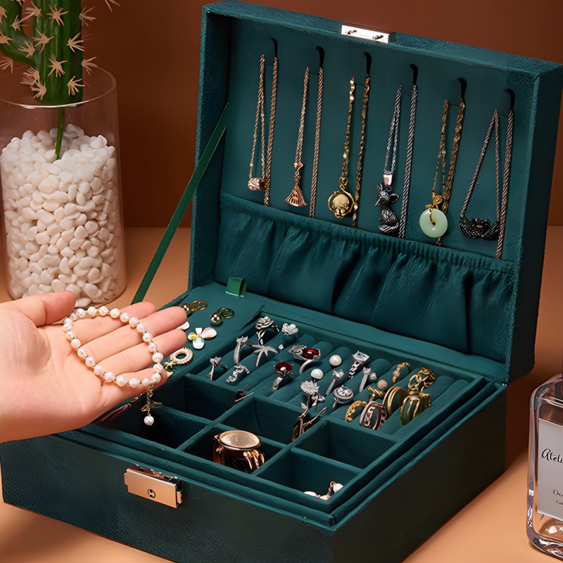 M015F (Aleja1) Z002D SZKATUŁKA NA BIŻUTERIĘ ZEGARKI ORGANIZER PUDEŁKO ELEGANCKI KUFEREK POJEMNY - U133-1